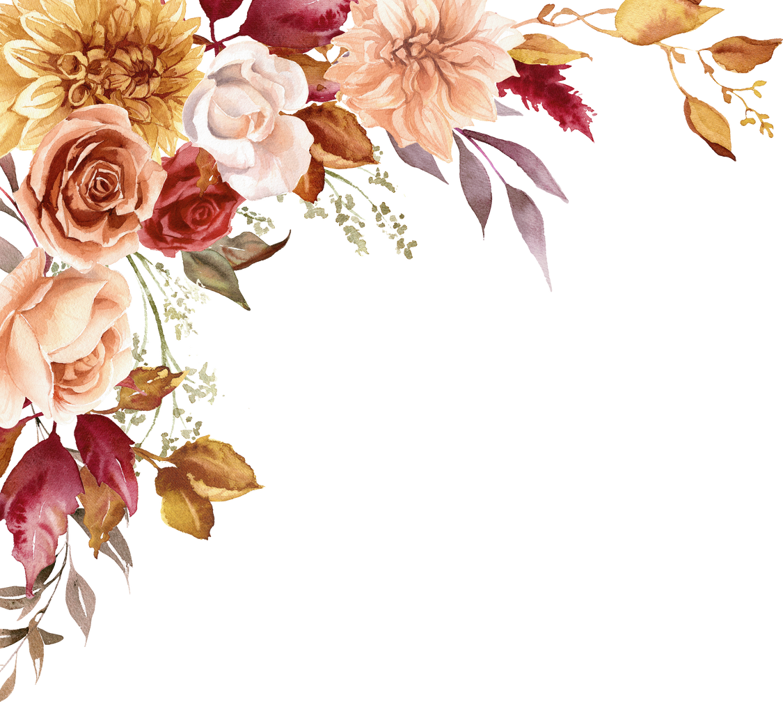 Autumn corner floral border. Watercolor flowers